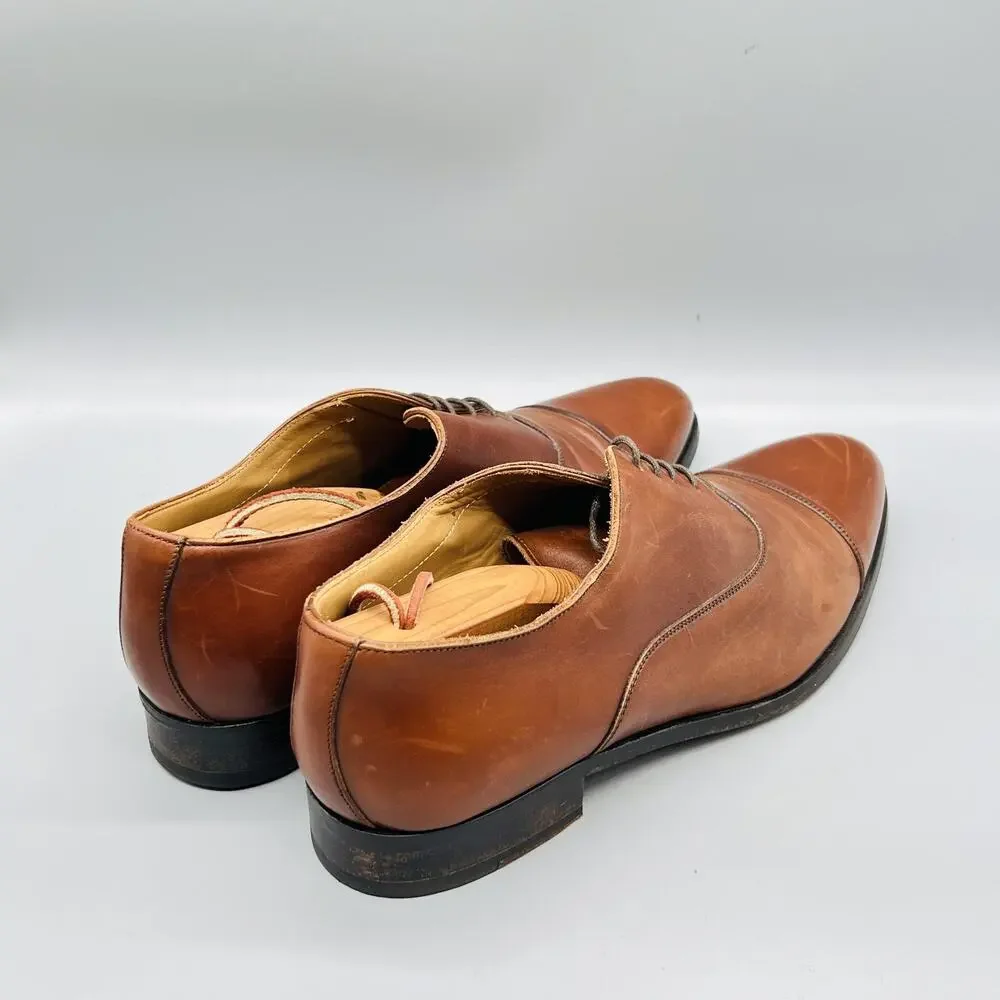 To Boot New York Shoes Mens 10.5 Brown Leather Adam Derrick Cap Toe Oxford Dress